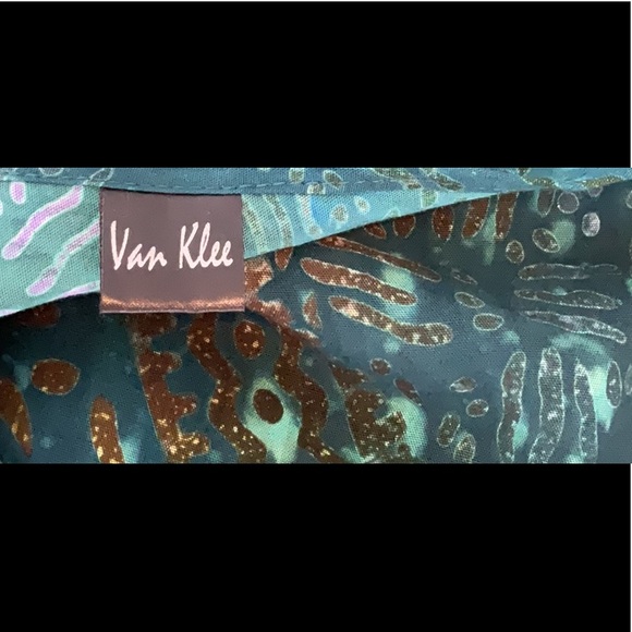 Van Klee Teal and Gold Patterned Sarong OS - 66 x 44” - Picture 3 of 5